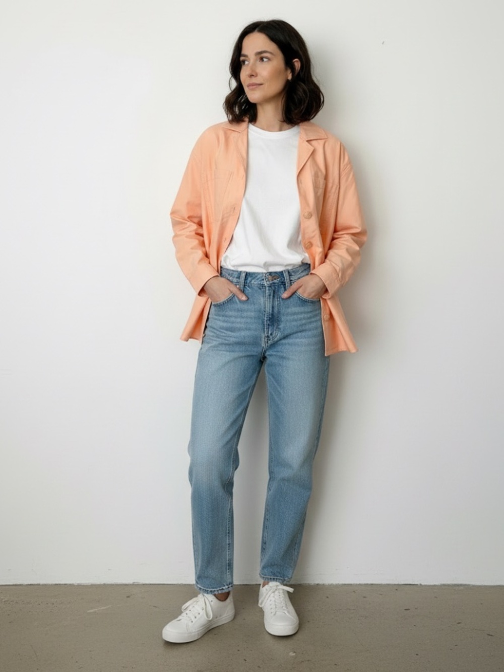 Maison Kitsuné peach structured shirt